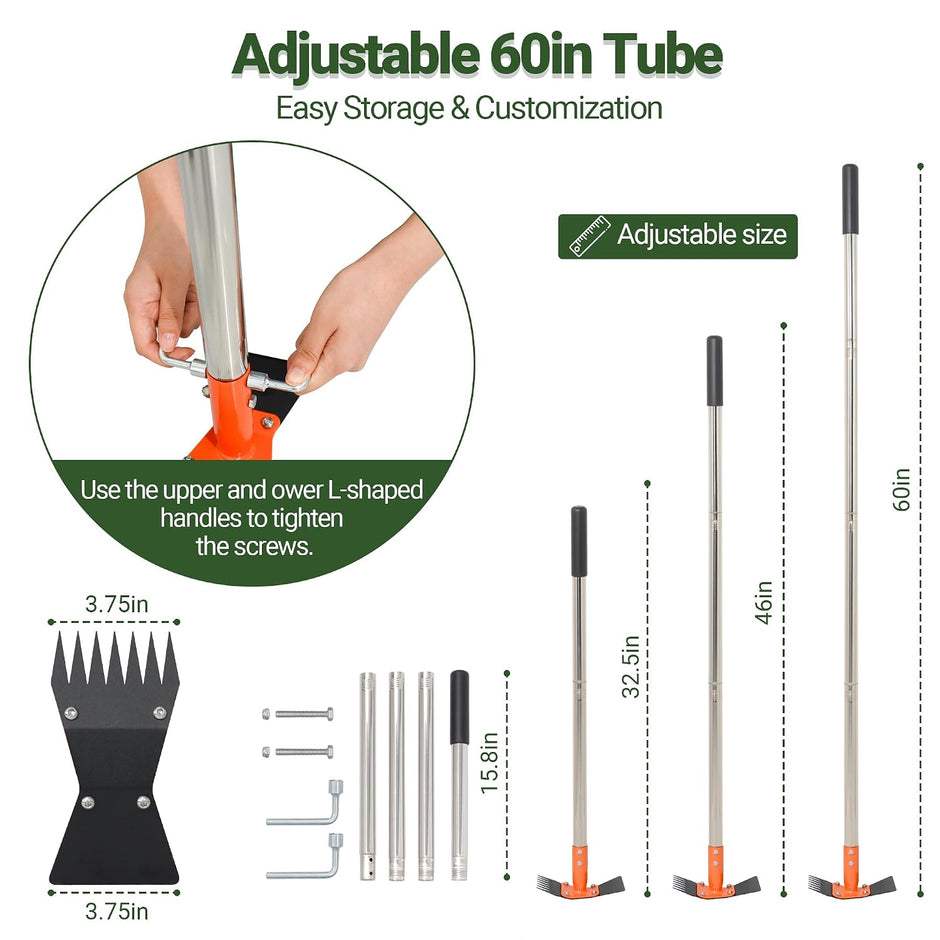 2-in-1 Garden Hoe and Weed Puller Rake