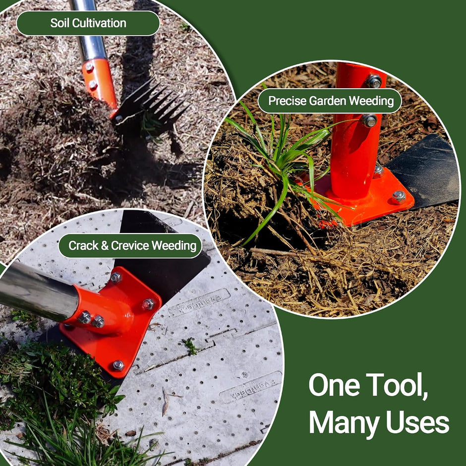 2-in-1 Garden Hoe and Weed Puller Rake