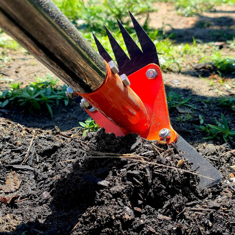 2-in-1 Garden Hoe and Weed Puller Rake